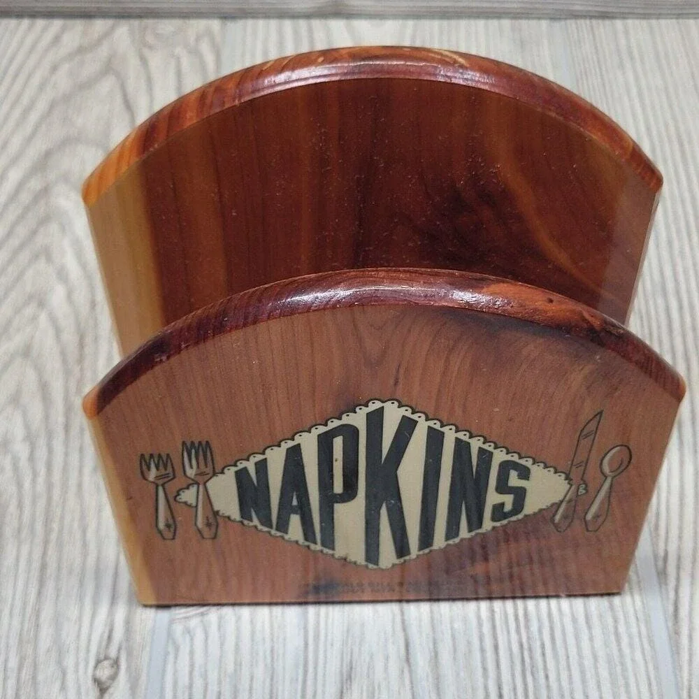 Buffalo Bills Museum Napkin Holder Cedar Wood Brown Vintage‎ Souvenir Colorado